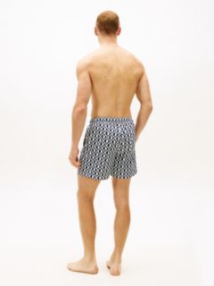 Essential Print Mid Length Swim Shorts — White 4