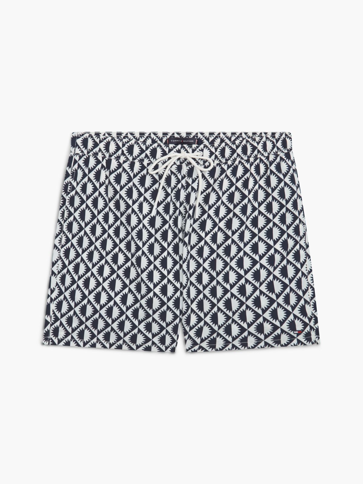 Essential Print Mid Length Swim Shorts — White