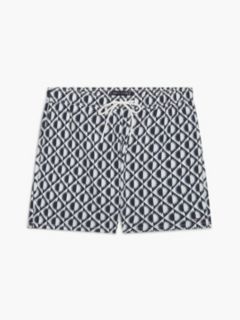 Essential Print Mid Length Swim Shorts — White 5