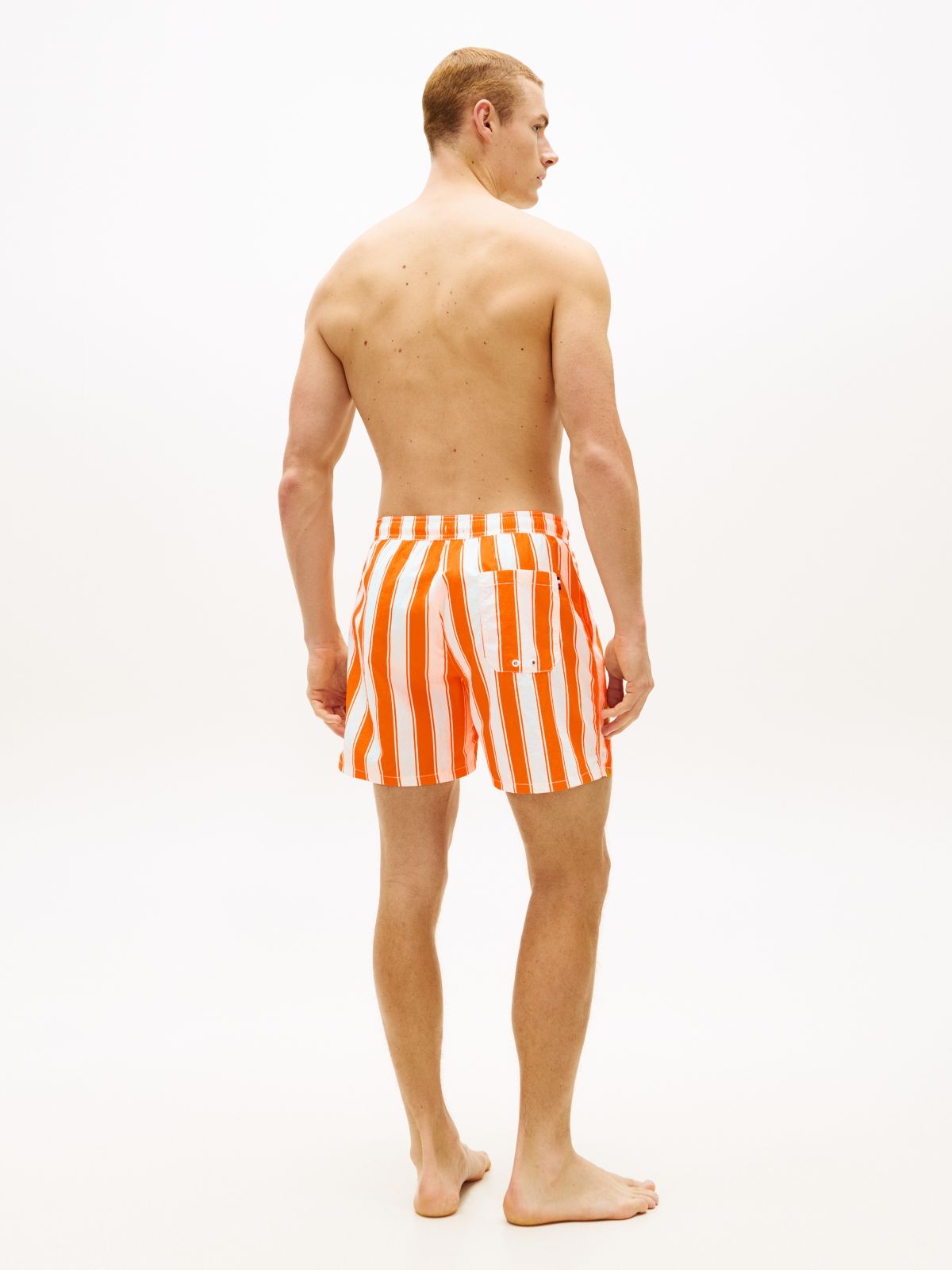 Essential Print Mid Length Swim Shorts — Orange