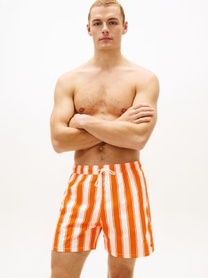 orange print mid length swim shorts for men tommy hilfiger