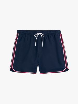 blue global stripe mid length swim trunks for men tommy hilfiger