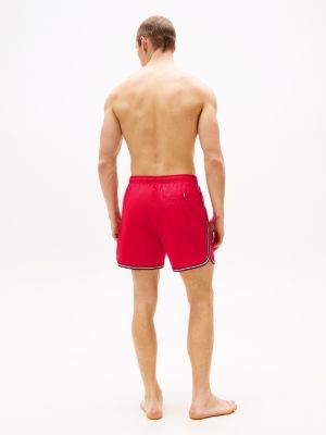 red global stripe mid length swim trunks for men tommy hilfiger