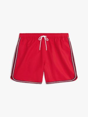 rot global stripe mittellange badeshorts für herren - tommy hilfiger