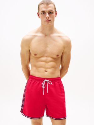 red global stripe mid length swim trunks for men tommy hilfiger