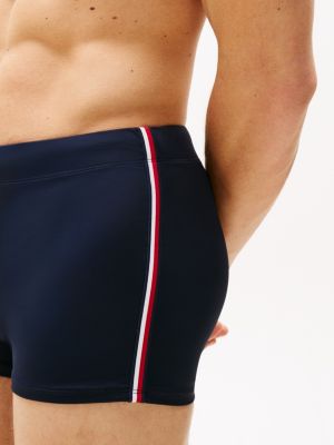 blauw zwemshort met signature-streep voor heren - tommy hilfiger