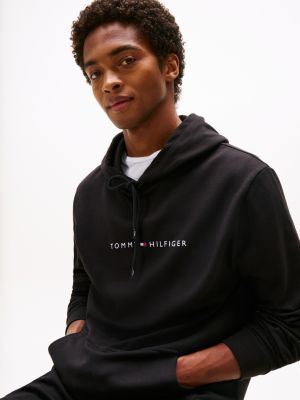 felpa lounge original con cappuccio nero da uomini tommy hilfiger