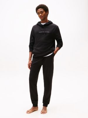 felpa lounge original con cappuccio nero da uomini tommy hilfiger