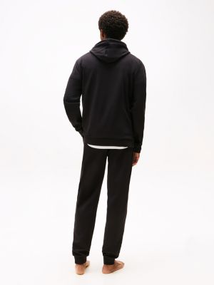 felpa lounge original con cappuccio nero da uomini tommy hilfiger
