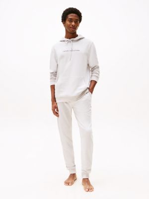 felpa lounge original con cappuccio bianco da uomini tommy hilfiger