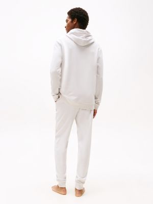 felpa lounge original con cappuccio bianco da uomini tommy hilfiger