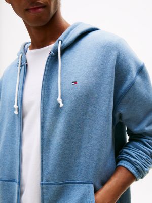 felpa lounge relaxed fit con cappuccio blu da uomini tommy hilfiger
