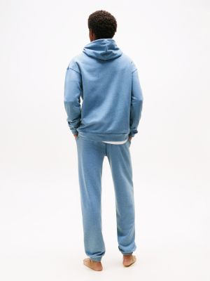 felpa lounge relaxed fit con cappuccio blu da uomini tommy hilfiger