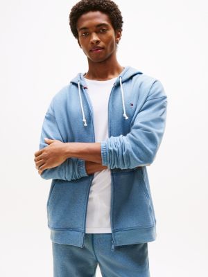 felpa lounge relaxed fit con cappuccio blue da uomini tommy hilfiger