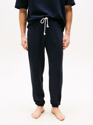 joggers lounge con fascia elastica blu da uomini tommy hilfiger