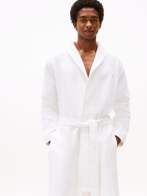 white th original waffle bathrobe for men tommy hilfiger