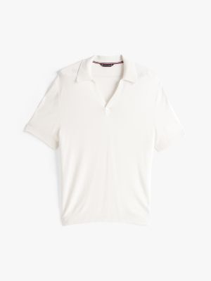 white essential knit polo shirt for men tommy hilfiger