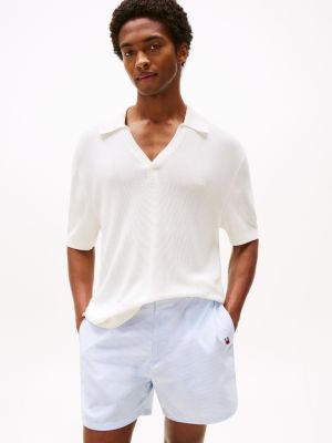 white essential knit polo shirt for men tommy hilfiger