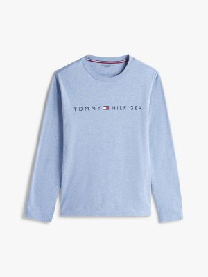 blue th original long sleeve pyjama t-shirt for men tommy hilfiger