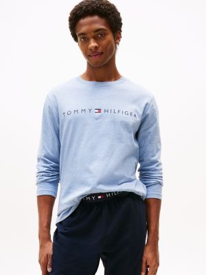 blue th original long sleeve pyjama t-shirt for men tommy hilfiger