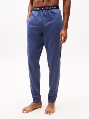 blue original jersey cuffed pyjama bottoms for men tommy hilfiger