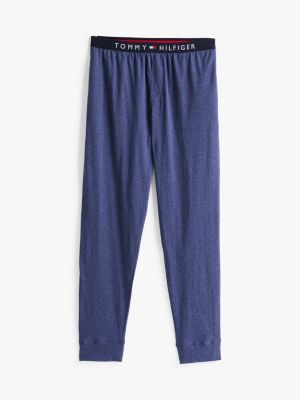 pantalón de pijama original con bajo elástico azul de hombres tommy hilfiger