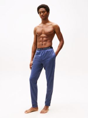 blue original jersey cuffed pyjama bottoms for men tommy hilfiger