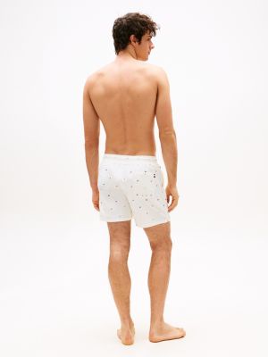 short de bain mi-long à motif brodé blanc pour hommes tommy hilfiger