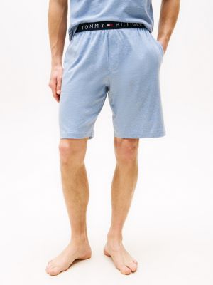 pantalón corto de pijama original de punto azul de hombres tommy hilfiger