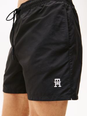 black th monogram mid length swim trunks for men tommy hilfiger