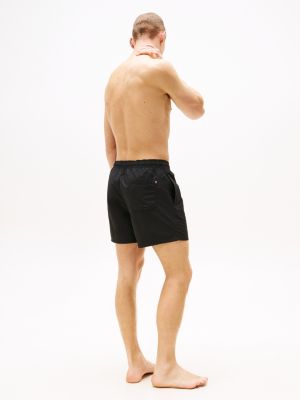 short de bain mi-long à monogramme th noir pour hommes tommy hilfiger