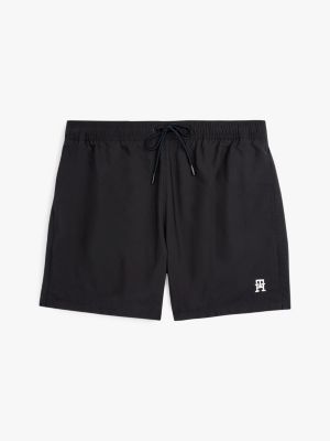 short de bain mi-long à monogramme th noir pour hommes tommy hilfiger