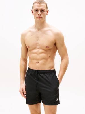 black th monogram mid length swim trunks for men tommy hilfiger