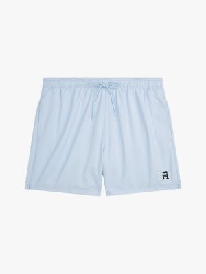 blue th monogram mid length swim trunks for men tommy hilfiger