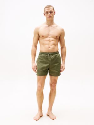 khaki th monogram mid length swim trunks for men tommy hilfiger