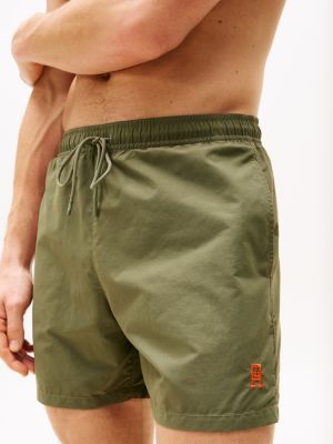 khaki th monogram mid length swim trunks for men tommy hilfiger