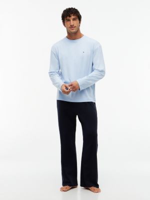 purple th original long sleeve pyjama set for men tommy hilfiger