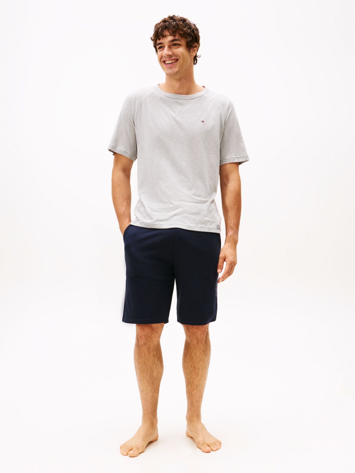 Textured Raglan Sleeve Lounge T-Shirt — Grey
