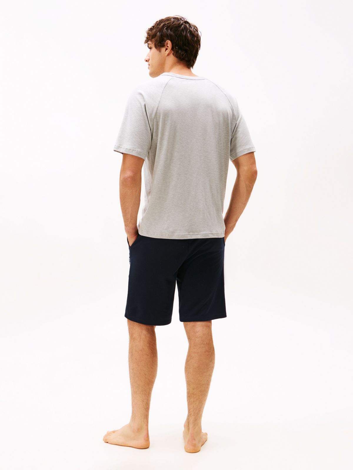 Textured Raglan Sleeve Lounge T-Shirt — Grey