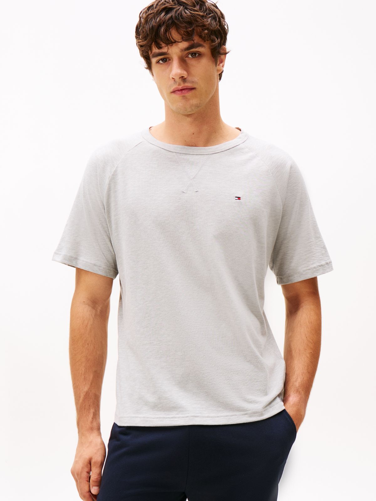 Textured Raglan Sleeve Lounge T-Shirt — Grey