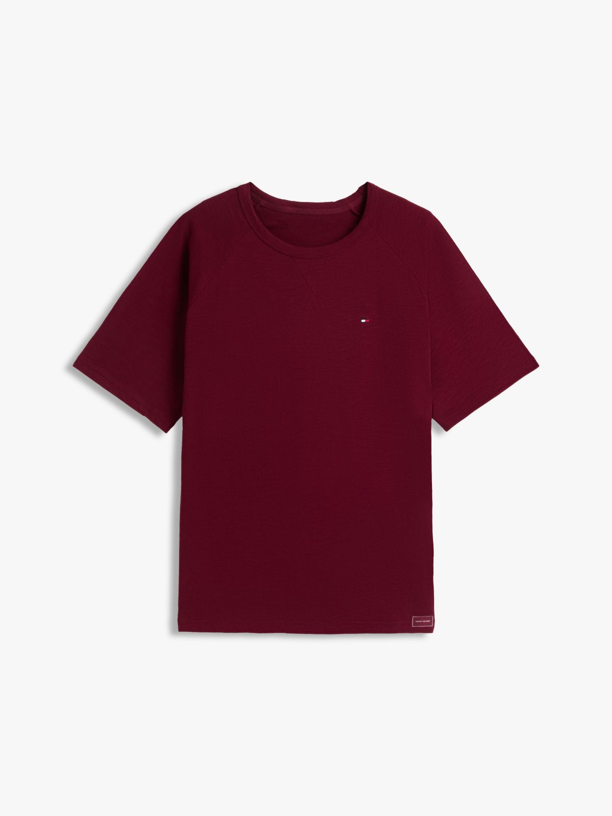 Textured Raglan Sleeve Lounge T-Shirt — Burgundy