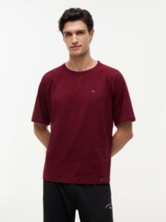 Textured Raglan Sleeve Lounge T-Shirt — Burgundy 1
