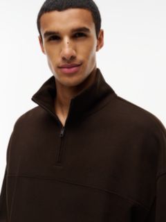 TH Original Terry Quarter-Zip Lounge Jumper — Brown 3