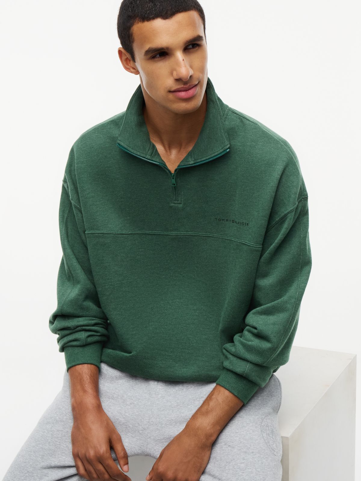 TH Original Terry Quarter-Zip Lounge Jumper — Green