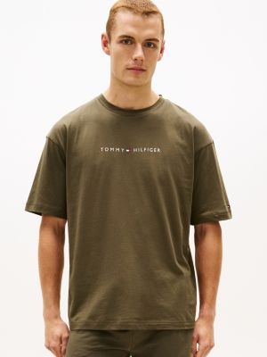 t-shirt d'intérieur original à logo th khaki pour hommes tommy hilfiger