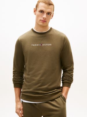 khaki th original trainingsoberteil mit logo-stickerei für herren - tommy hilfiger