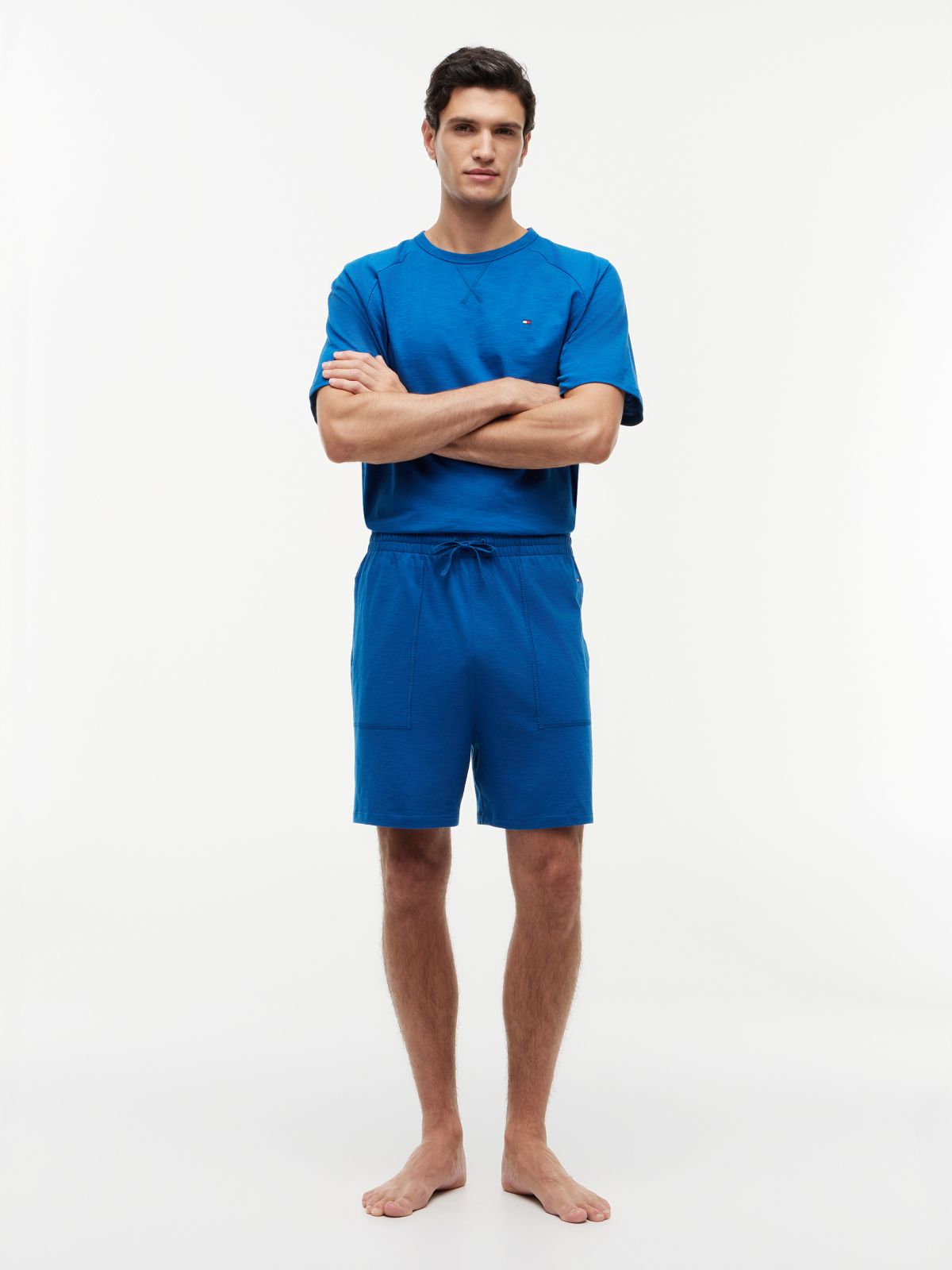 Essential Textured Jersey Pyjama Shorts — Blue