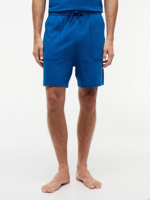 Essential Textured Jersey Pyjama Shorts — Blue