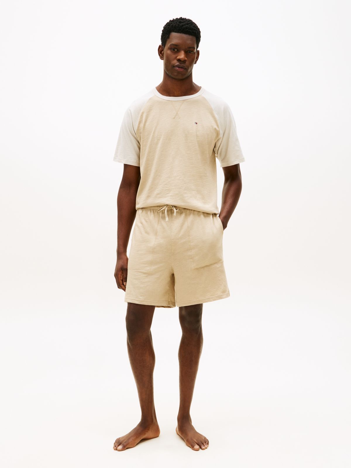 Essential Textured Jersey Pyjama Shorts — Khaki