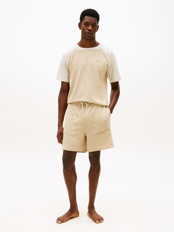 Essential Textured Jersey Pyjama Shorts — Khaki